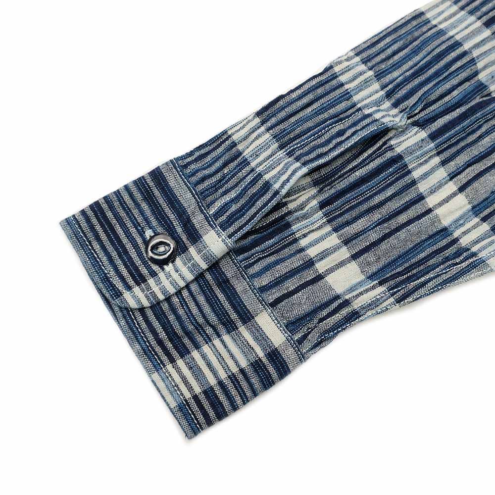 SUGAR CANE - FICTION ROMANCE 5oz. INDIGO CHECK WORK SHIRT - SC29591