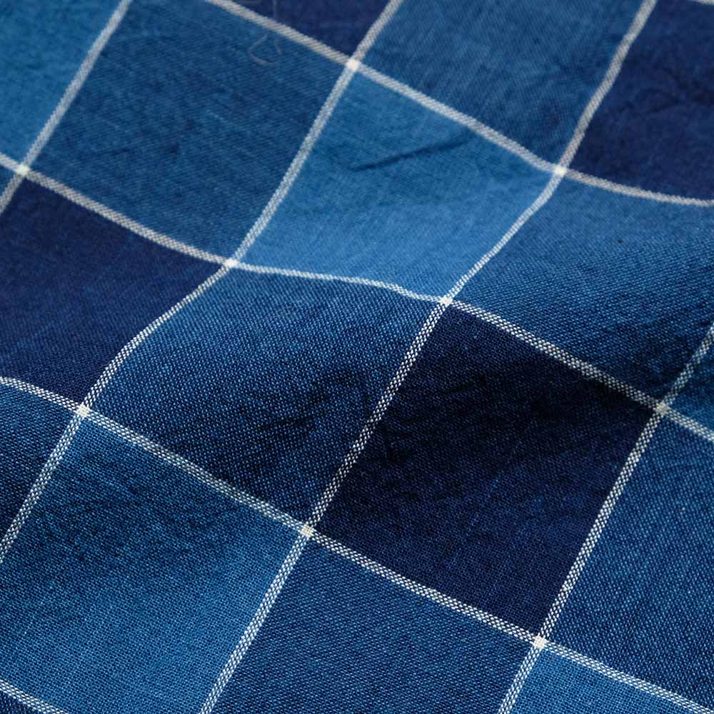 SUGAR CANE - FICTION ROMANCE - 5oz. INDIGO CHECK WORK SHIRT - SC39733