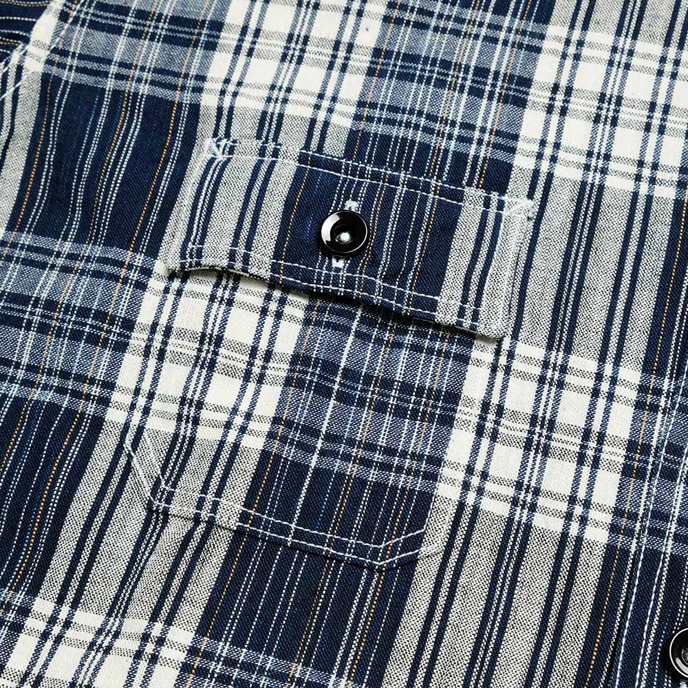 SUGAR CANE - FICTION ROMANCE - 6oz. INDIGO CHECK WORK SHIRT - SC29670