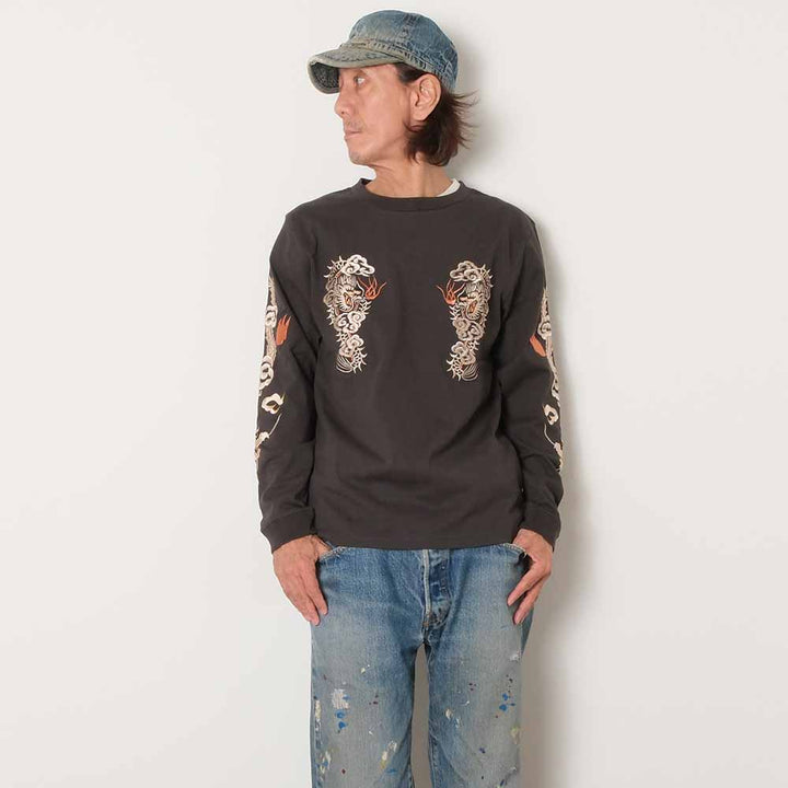 TAILOR TOYO - L/S SUKA T-SHIRT - EMBROIDERED - DRAGON - TT69819