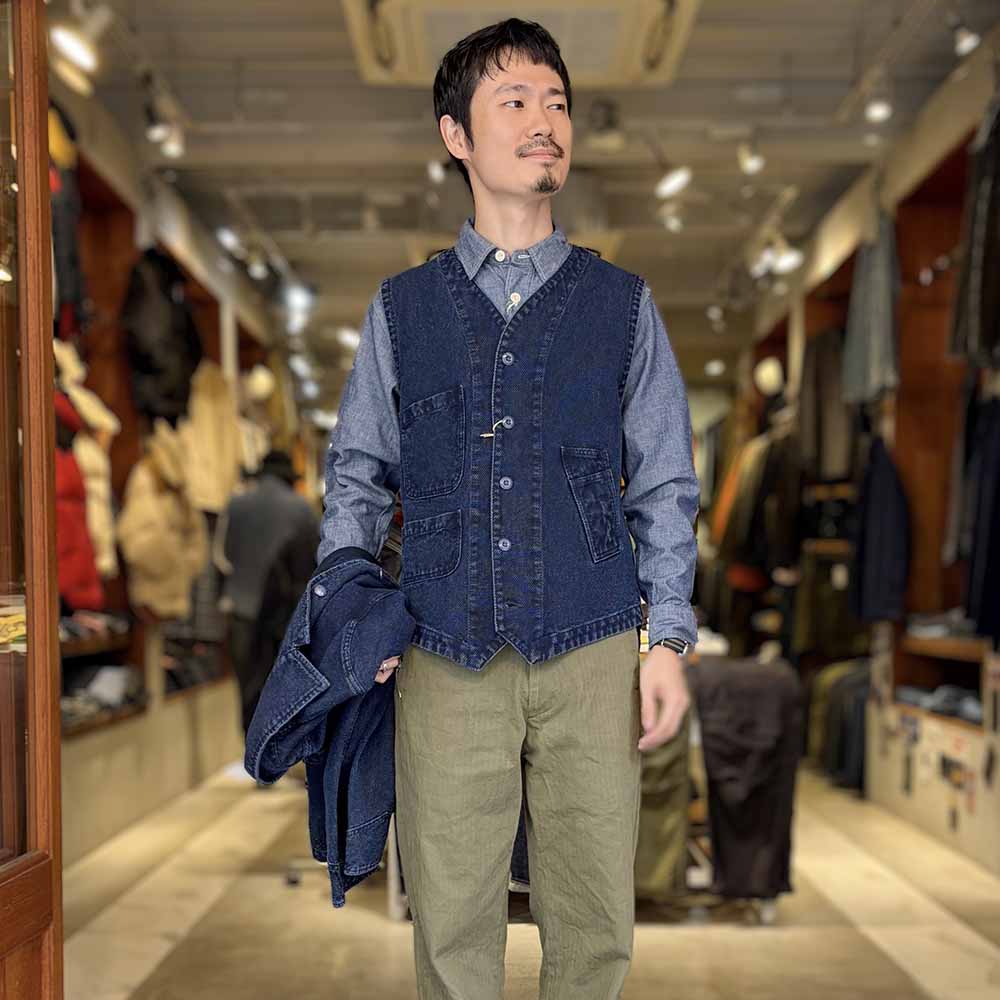 Soundman - Working Waist Coat - Marcy - Indigo Dyed SASHIKO - 3760-655C