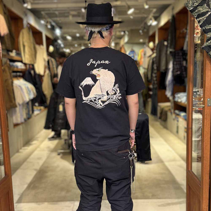 TAILOR TOYO - S/S SUKA T-SHIRT - EMBROIDERED - TIGER - TT79743