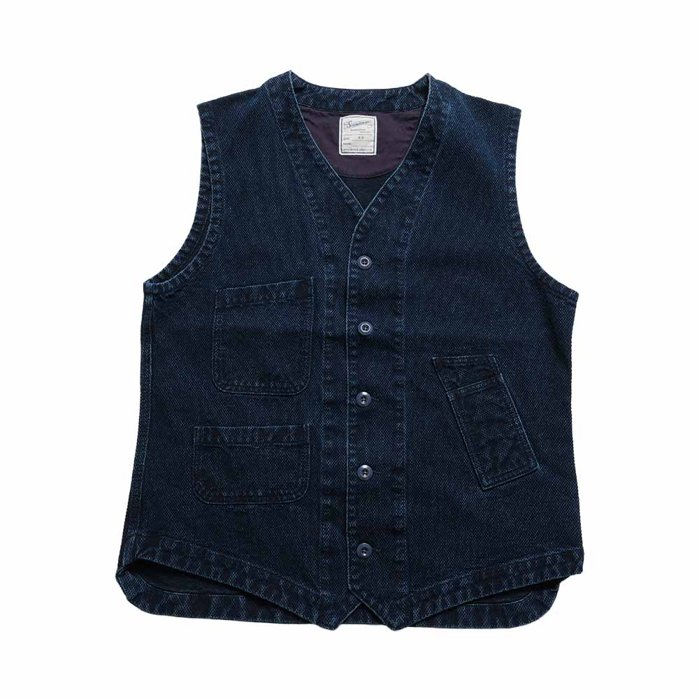 Soundman - Working Waist Coat - Marcy - Indigo Dyed SASHIKO - 3760-655C