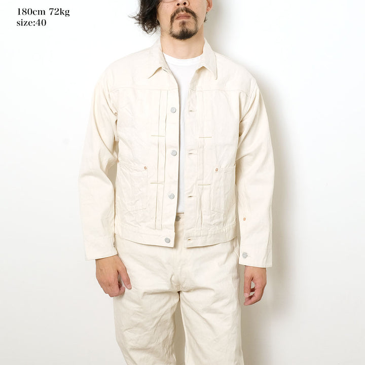 GENERAL THINGS - 2 Pockets Solid Denim Jacket - 14oz. White Denim - 7110W