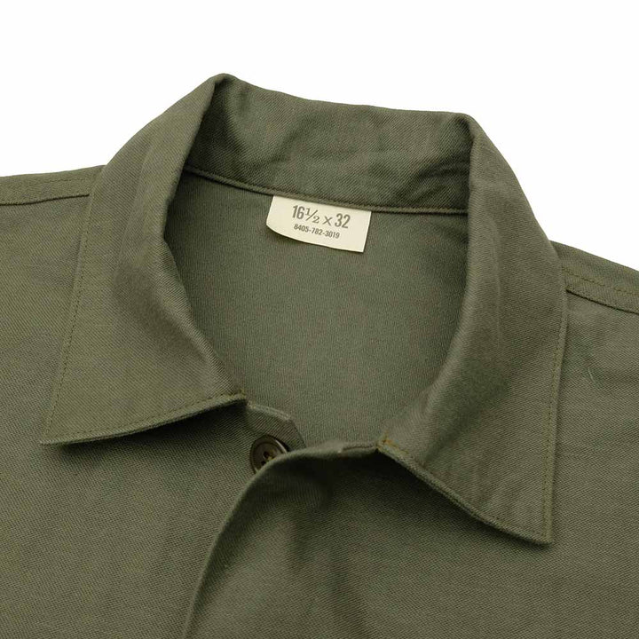 BUZZ RICKSON'S - SHIRT MAN'S COTTON SATEEN OLIVE GREEN SHADE107 - DEMILITARIZED ZONE - BR29586