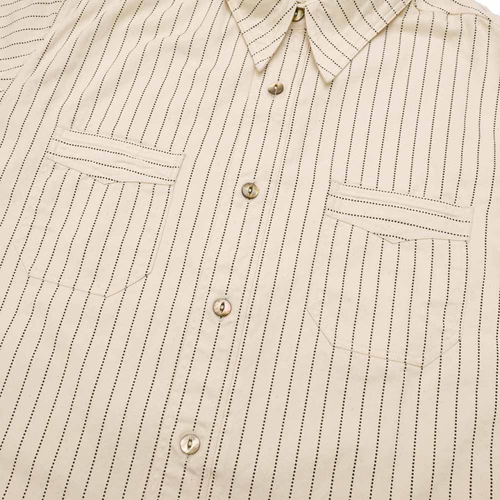 SUGAR CANE FICTION ROMANCE 8.5oz. WHITE WABASH STRIPE S/S WORK SHIRT SC37275