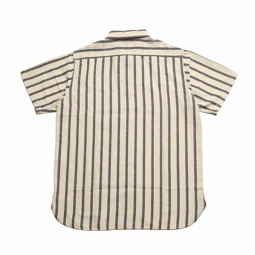 SUGAR CANE - COTTON LINEN - DOBBY HERRINGBONE STRIP - S/S WORK SHIRT - SC39727