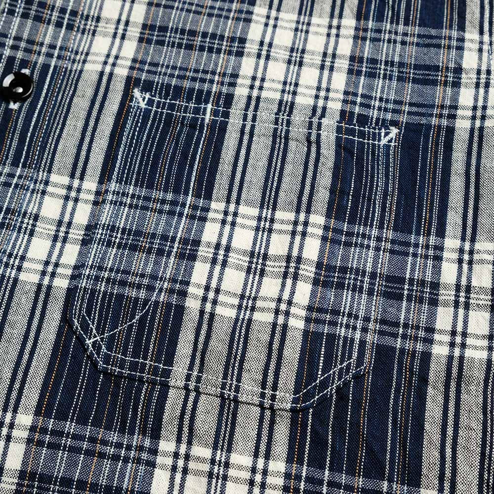 SUGAR CANE - FICTION ROMANCE - 6oz. INDIGO CHECK WORK SHIRT - SC29670