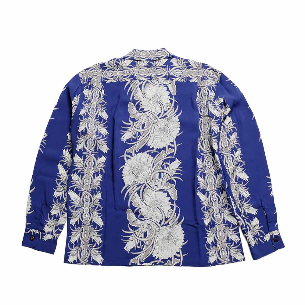 SUN SURF - L/S RAYON HAWAIIAN SHIRT - NIGHT BLOOMING CEREUS BORDER - SS29602
