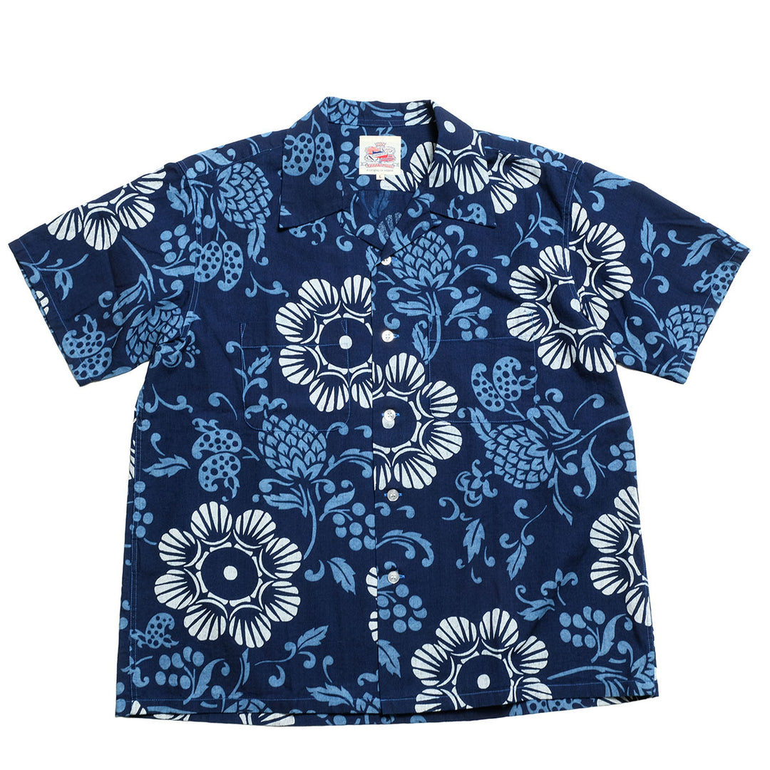 DUKE KAHANAMOKU - INDIGO COTTON HAWAIIAN SHIRT - DUKE'S PALEU - DK39642