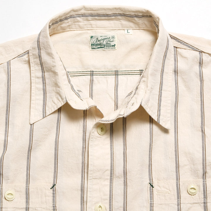BURGUS PLUS - Stripe Chambray Work Shirt - Wide Silhouette - HBP-300CHWD-ST7