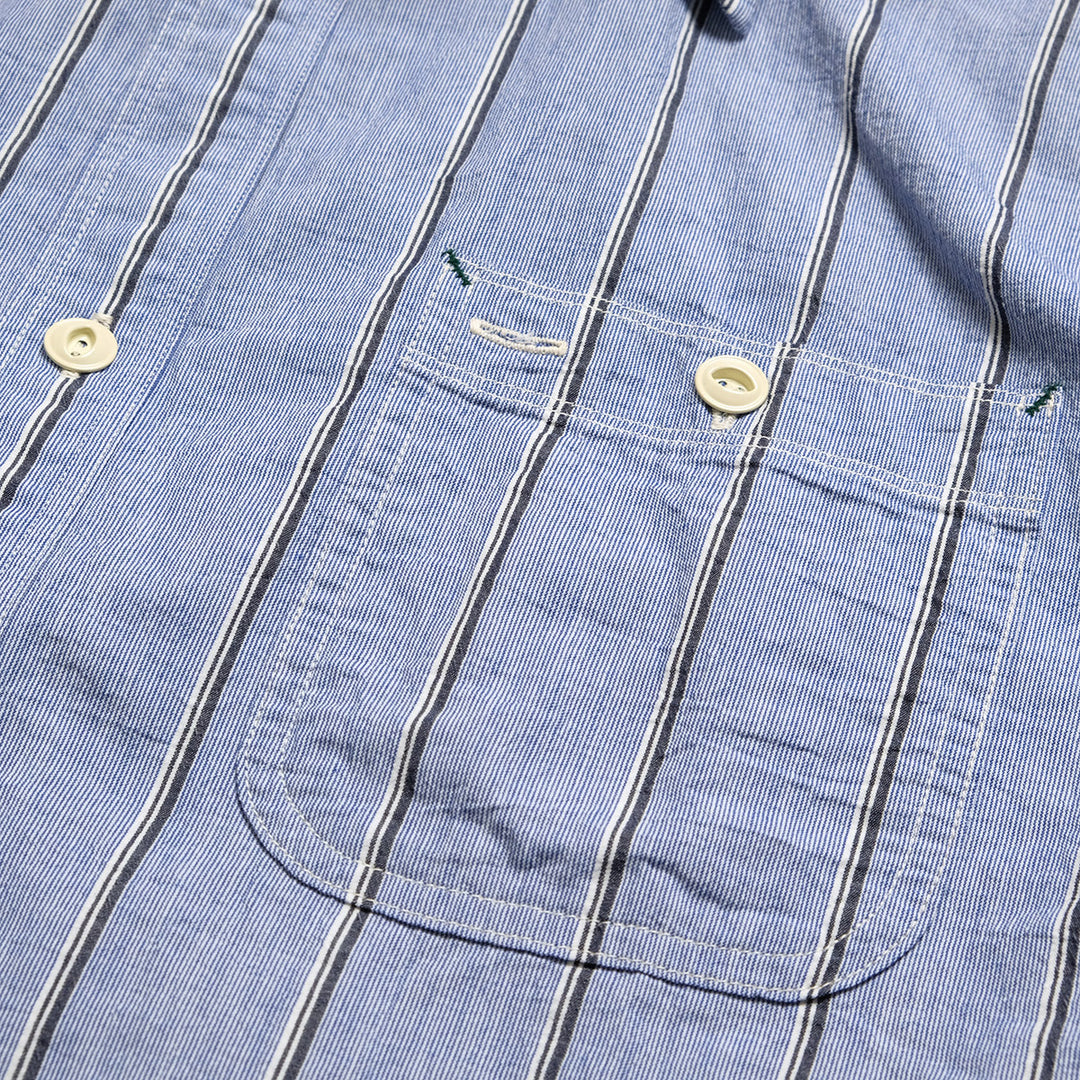 BURGUS PLUS - Stripe Chambray Work Shirt - Wide Silhouette - HBP-300CHWD-ST8