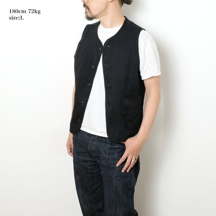 MOMOTARO JEANS - SASHIKO VEST-OVERDYE - MMVE6000