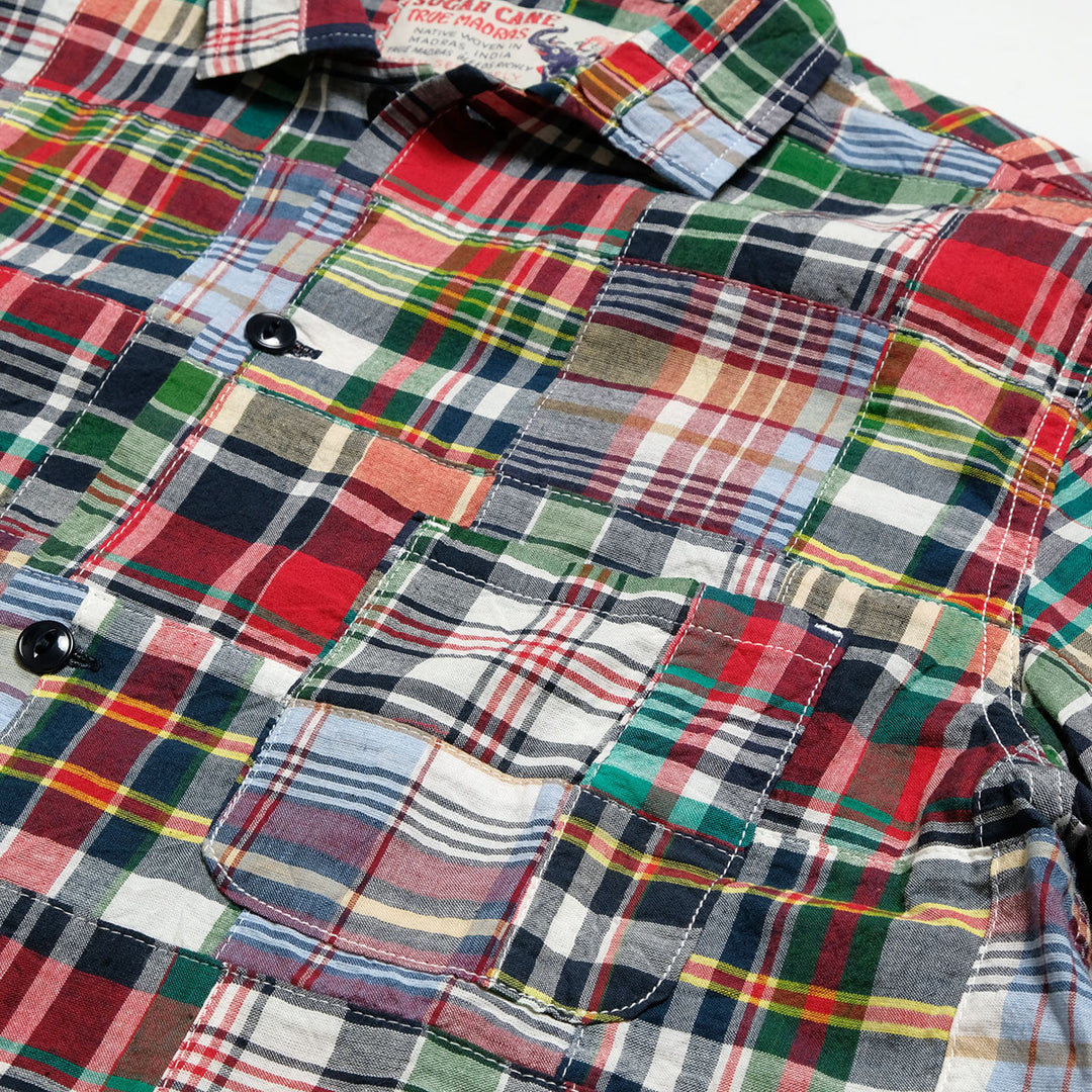 SUGAR CANE - MADRAS CHECK PATCHWORK S/S OPEN SHIRT - SC39739