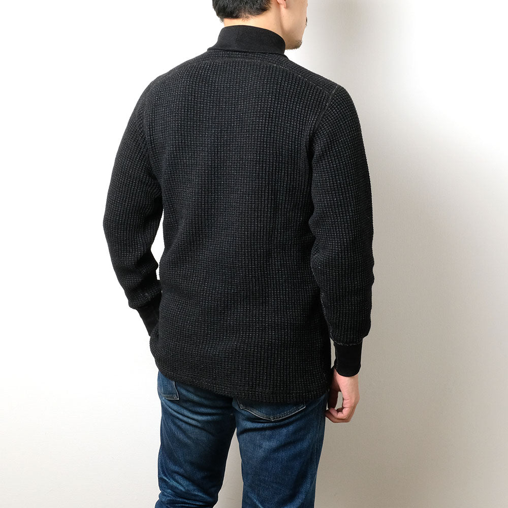 BURGUS PLUS - L/S Turtle Neck Waffle Tee - Black Dye - HBP-015TNID-BK