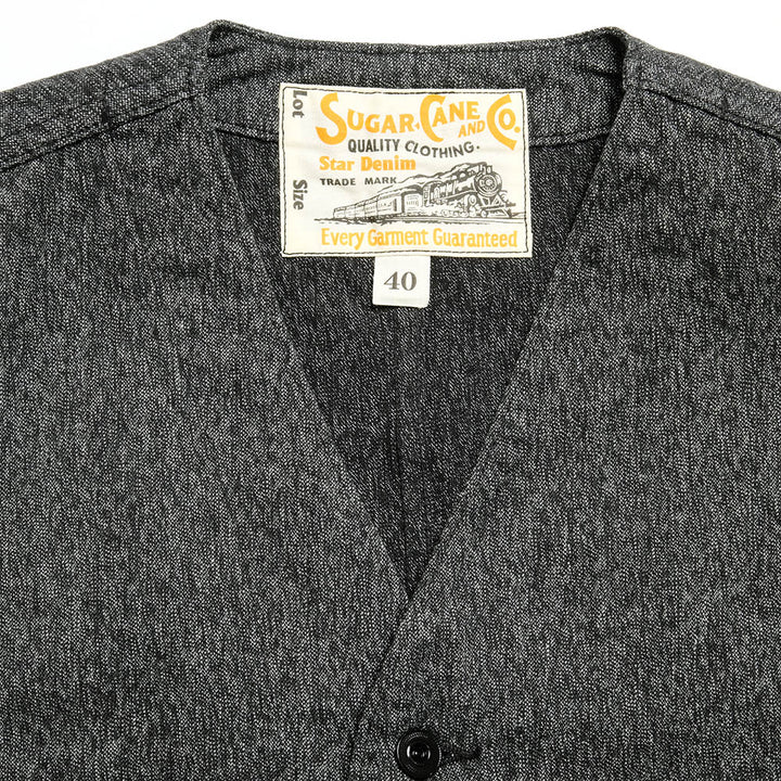 Sugar Cane - 9oz. BLACK COVERT WORK VEST - SC12795